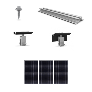 Kit de fixation sur bac acier - 1 ligne de 3 panneaux en portrait 2.0