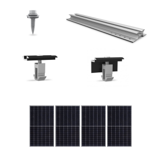 Kit de fixation sur bac acier - 1 ligne de 4 panneaux en portrait 2.0