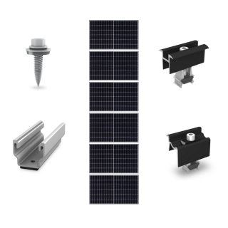 Kit de fixation sur bac acier - 1 colonne de 6 panneaux en paysage