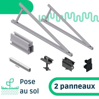 Kit de fixation pose au sol à 30° pour une rangée de 2 panneaux