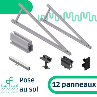 Kit de fixation pose au sol à 30° pour une rangée de 12 panneaux
