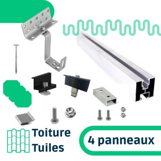 Fixasun - Kit de fixation sur toiture tuiles pour une rangée de 4 panneaux