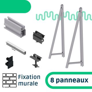 Kit de fixation mur / façade - 1 rangée de 8 panneaux en portrait