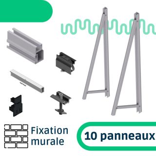Kit de fixation mur / façade - 1 rangée de 10 panneaux en portrait