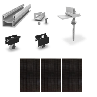 K2 Systems - Kit de fixation fibrociment - 1x3 panneaux portrait ou paysage