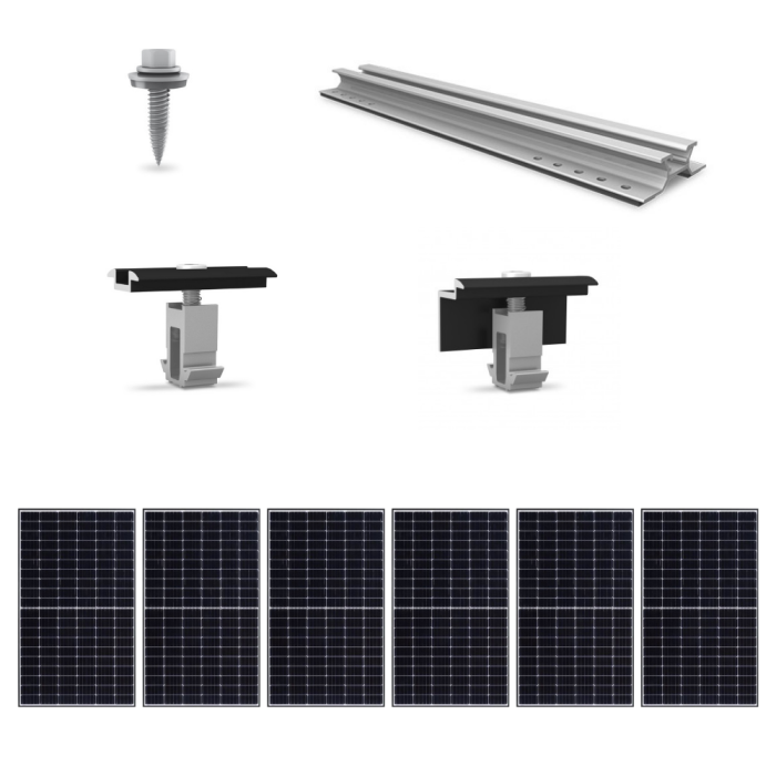 Kit de fixation sur bac acier - 1 ligne de 6 panneaux en portrait 2.0 main product photo