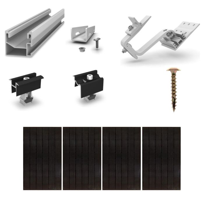 K2 Systems - Kit de fixation tuiles - 1x 4 panneaux en portrait main product photo